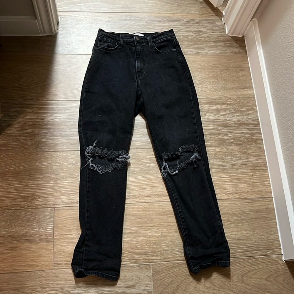 Vibrant 7/27 High Wasted Distressed Black Denim